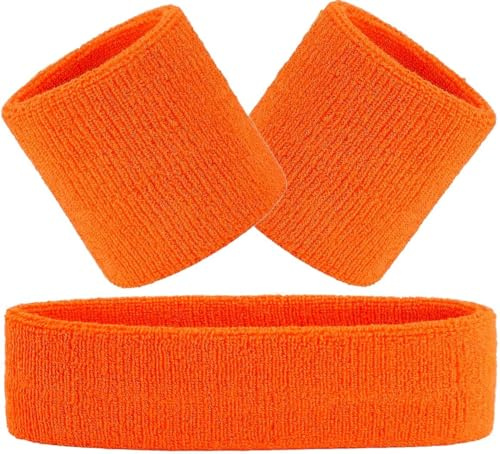Hatstar Set di 3 fasce per il sudore | 1 fascia per capelli + 2 fasce per il sudore per polsi | fascia sportiva da donna e uomo | accessorio per carnevale e carnevale | fascia per la testa per ragazzi