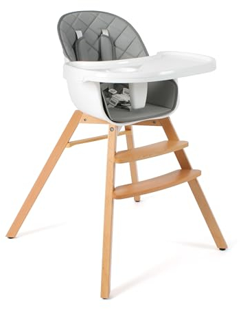 CHIC 4 BABY 332 30 Hochstuhl Fiete, Kinderhochstuhl aus Holz, Grau