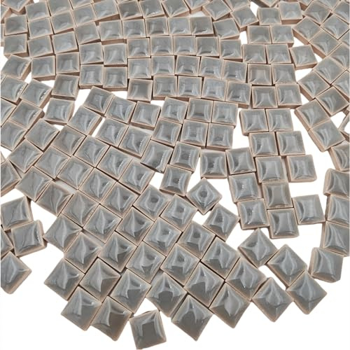 500 g fyrkantiga keramiska mosaikplattor för hantverk, 1,2 x 1,2 cm porslin mosaikplattor fyrkantiga mosaikdelar för gör-det-själv mosaikprojekt heminredning (grå)
