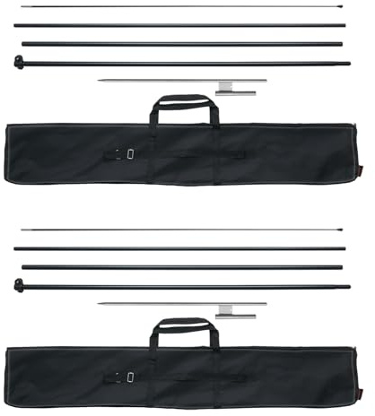 VEVOR Kit de mástil de bandera de plumas, 2 paquetes, mástil de bandera Swooper de 16.4 pies, postes de bandera para publicidad de negocios, banderas de plumas para exteriores, con estacas para el
