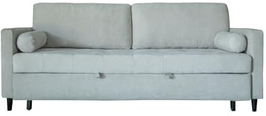 SWEET SOFA® Sofá Cama Loli – Sofá de 3 plazas 210x152x90 cm con Apertura de Arrastre – Tapizado en Tela Antimanchas Color ártico