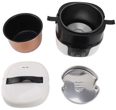 Riskokare Liten, Bärbar Spis Mini Rispokare 2L Bil Rispokare med Non Stick Foder 7 Steg Värmekontroll Mini Elektrisk Ris Matlagning Kruka för Resor och Camping 12v 24v
