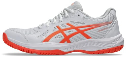 ASICS Women's Upcourt 6 Volleyball Shoes, 9.5, White/Vivid Coral
