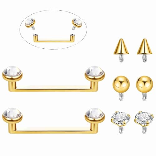 Masedy 2PCS 14G G23 Pure Titanium Staple Surface Flat Bar Piercing Jewelry