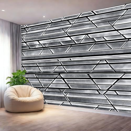 Carta Da Parati Grigio, Minimalista Metallico E Lineare Tema grandi Carta Da Parati non tessuto - 200 x 140 cm 3D Murale Fotografica Poster Decorazione per Camera Letto Soggiorno Sala Ufficio