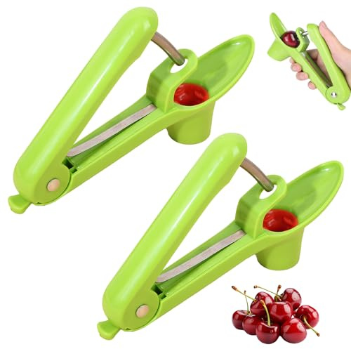 2 Pezzi Snocciolatore Per Ciliegie,Acciaio Inossidabile Snocciola Ciliegie,Manuale Denocciolatore,Pratico Utensile Da Cucina Per Snocciolare Rapidamente La Frutta (Verde)