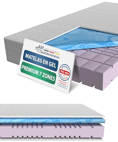 AM Qualitätsmatratzen - Matelas à Mousse en Gel Froide Premium 120x200cm équilibré - Matelas qualitatif avec revêtement à Mousse Gel de 4cm - 23cm Hauteur Premium - qualité Allemande - 120 x 200