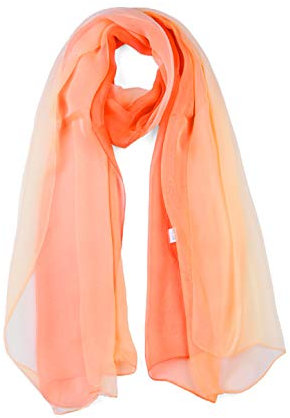 sourcing map Lang Chiffon Leicht Gradient Farbe Schal Frühling Sommer Weich für Frauen Orange 63x19.6