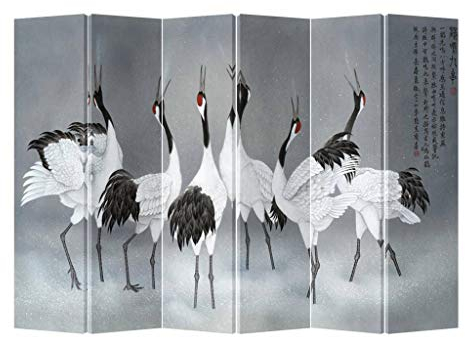 Fine Asianliving Paravent Raumteiler Japanisch Orientalisch Chinesisch Beidseitig L240xH180cm Spanische Wand Trennwand Room Divider Raumtrenner Sichtschutz Bedruckte Canvas Leinwand Asiatisch
