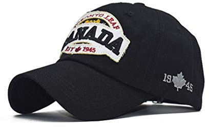XibeiTrade Baseballkappe mit Kanada-Ahorn-Flagge, Baumwolle, für Herren und Damen, Schwarz , M