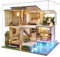 Spilay DIY Miniatur Haus, Mini Moderne Villa Modell Bausatz mit Spieluhr, 1:24 Maßstab kreative Puppenhaus, Beste Weihnachten Geburtstag Geschenk für Liebhaber (Elegant and Quiet)-A085