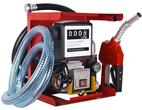 Pompe à diesel 230 V 550 W auto-amorçante - Stations essence mobiles 60/min - Avec tuyaux et pistolet(Diamètre de la buse : 20 mm)