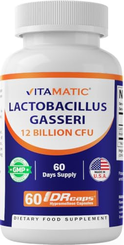 Vitamatic Lactobacillus Gasseri - 12 Billion per DR Capsule - 60 Count - Digestive Support - Made with Prebiotic Inulin Fiber