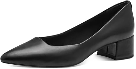 Tamaris Zapatos de Salón de Piel para Mujer, Tacón Cuadrado, Cómodos, Negro, 42 EU