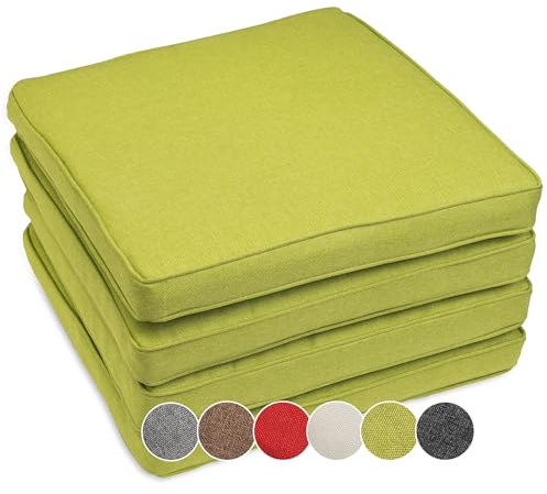 sunnypillow 4er Set Stuhlkissen wasserdicht UV-lichtecht 50 x 50 x 5cm - Polsterauflage Auflage für Stühle/Bänke - Sitzkissen Stuhlauflage für Haus und Garten - Indoor/Outdoor - Grün