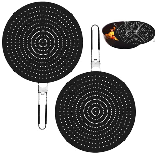 2 Pièces Couvercle Anti Eclaboussure, 32 Cm Protection Anti-Éclaboussures Pliable, Protection Anti-Éclaboussures Universelle Résistant À La Chaleur Multi-Usage Outil Cuisine Pour Cuisson Et Friture