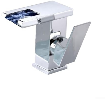 LED Waterfall Tap, Luminous Color Changing Square Washbasin Faucet, Color Changing Wash Basin Faucet, Luminous Bathroom Faucet(silver)