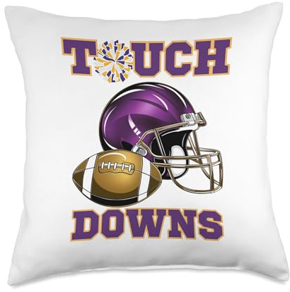 Purple And Gold Football Game Touchdown High School Matching Throw Pillow