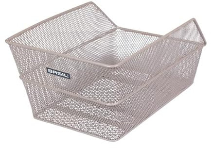 Basil Cento Kinder-Fahrradkorb – Hinterrad – Schulkorb aus Stahl – ideal für Rucksack und Schulranzen – 45×31×21 cm – Metallfarbig