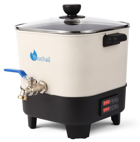 Yuuchail Wax Melter for Candle Making, 6.5L Large Wax Melting Pot with Digital Display & Non-Stick Tilted Bottom Easy Clean Up for Craft or Business