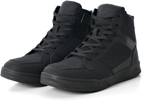 IRON JIA'S Motorradschuhe Herren Motorradstiefel für alle Jahreszeiten geeignet, wasserdicht rutschfest atmungsaktiv modisch und bequem Schwarz 40