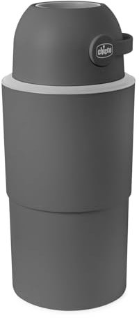 Chicco Windeleimer XL Geruchskontrolle, kompakte und platzsparende Windelentsorgung, fasst bis zu 45 Windeln, kein Nachfüllen nötig, normale Beutel verwenden, Grau