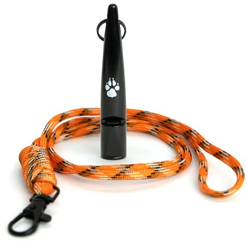 TDL Gun Dog Whistles for Recall Training with Tiger Lanyard - Dog Training Whistle with Loud Far-Reaching Sound for Long-Distance Commands & Recall Training for Most Breeds - Black