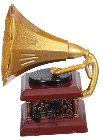 UPKOCH Modèle phonographe rétro Décors de Maison de poupée Vintage Mini Accessoires de Maison de poupée décor Vintage phonographe Accessoires d'instruments de Musique Métal Doré