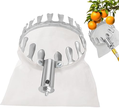 Obstpflücker Mit Stoffbeutel Metall Apfelpflücker Mit Baumwollbeutel Obstsammler Mit Aufdrehfunktion Pflückhilfe Für Universelle Stäbe Obstpflücker Zum Ernten Von Äpfeln, Kirschen Und Pflaumen