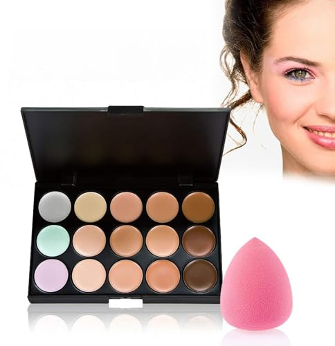 Palette correttore Camouflage Professionale Ombretto Crema viso Trucco Fondotinta Kit con Spugna Puff e Pennello