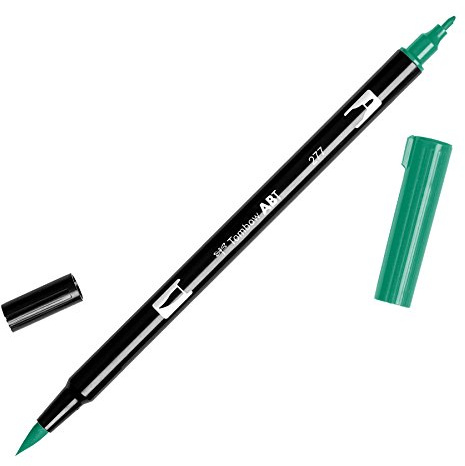 Tombow ABT-277 fiberpenna dubbel borste penna med två spetsar, mörkgrön