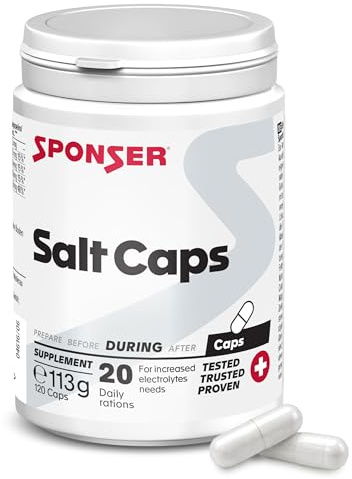 SPONSER Salt Caps - 120 Salz Kapseln - Vegane Elektrolyt-Kapseln Sport - Elektrolytmischung für Ausdauer & Hitze - Gluten- & Laktosefrei - Ohne Zucker für Lange Belastungen & Low Carb Training