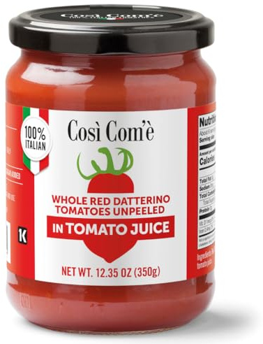Cosi Come - Datterini Tomatoes in Juice (12.354 oz) 350 g, Low-acid, No additives, No preservatives, 100% Natural, Non-GMO, Product of Italy