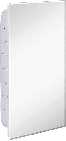Hamilton Hills 16x26 Inch White Recessed Bathroom Medicine Cabinet with Mirror - Beveled Bathroom Cabinet Organizer with Shelves - Farmhouse Wall Mounted Hanging Medicine Mirror Unit