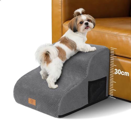 Zvonema Escalier pour Chiens et Chats 2 marches, Escalier pour Animaux en Mousse Haute Densité, Rampe pour Chien en Éponge avec Couvercle Amovible, Escaliers Antidérapants pour Animal Âgé