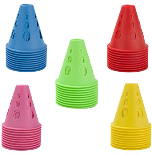YKKJ 50 pcs Conos para Entrenamiento，Conos Entrenamiento de Colores，Conos Marcadores de Espacios para Patinaje de Slalom.