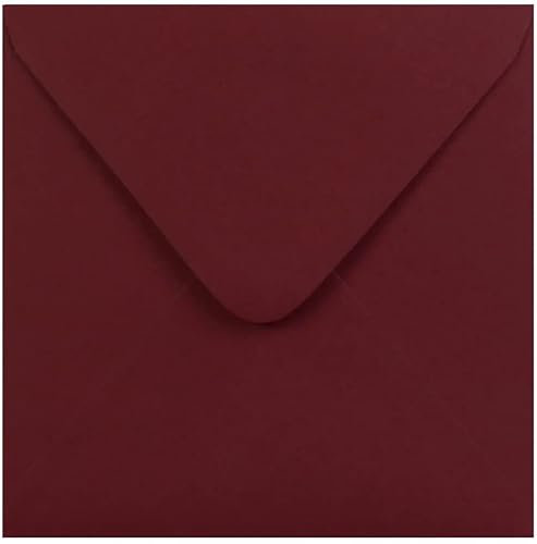 Quadratische Briefumschläge, 155 mm x 155 mm, für Grußkarten, Hochzeitseinladungen, Basteln, farbige Umschläge, 50 Stück (Burgunderrot)