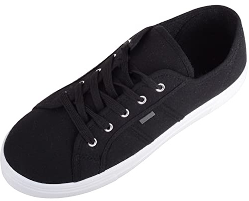 Scarpe da ginnastica minimaliste da donna, in tela, con lacci, Nero , 39 EU
