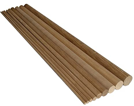 Rundstab Eiche 1m lang, Ø 8-40mm, Holzrundstäbe Rundholz Bastelholz Treppensprosse (Ø 20 mm)