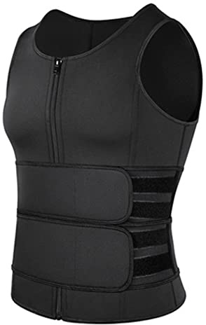 Män Body Shaping Midjetränare Gym Fitness Dubbelbälte Bastuväst Andas Svettbantning, Stödjer Magformning, Korrigerar Hållning för Viktminskning (Svart XXL)