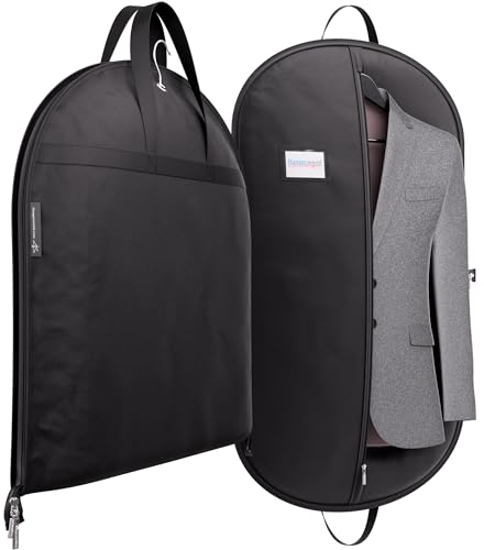 Hangerworld 42 Inch Zipped Black Suit Cover Travel Carrier Bag with Handles – Full-Length Zip and Secure Closure for On-The-Go