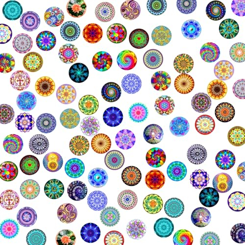 Giugio Muggelsteine, 100 Stück Glasnuggets Bunt, Glassteine Deko, Im Dunkeln Leuchtende Glassteine, Glas Cabochons, Mini Runde Mosaik Kuppel Cabochons für DIY Schmuck & Dekoration, Handwerkliche