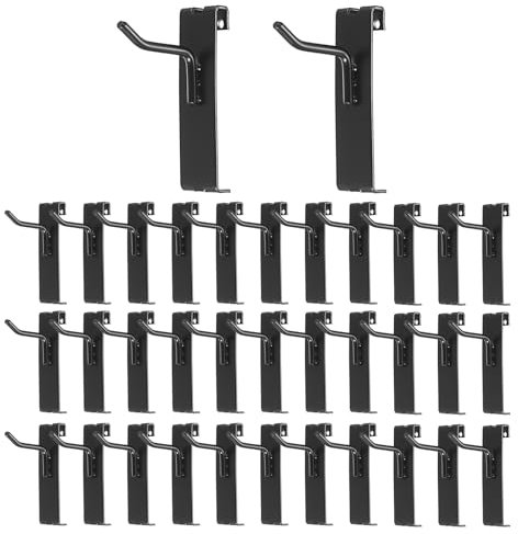 IGNPION Lot de 35 crochets pour panneau de grille, 5 cm, crochets muraux pour présentoir, accessoires de grille métallique pour magasins, garages, ateliers