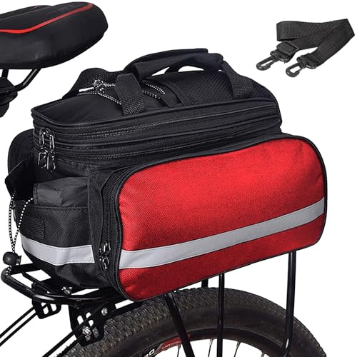 Taeku Borsa Posteriore Bici, Multifunzionale 27L Pacchetto Zaino Borsa da Bicicletta Borsa Posteriore Bicicletta con Striscia Riflettente per Ciclismo Viaggi Pendolari (Rosso)