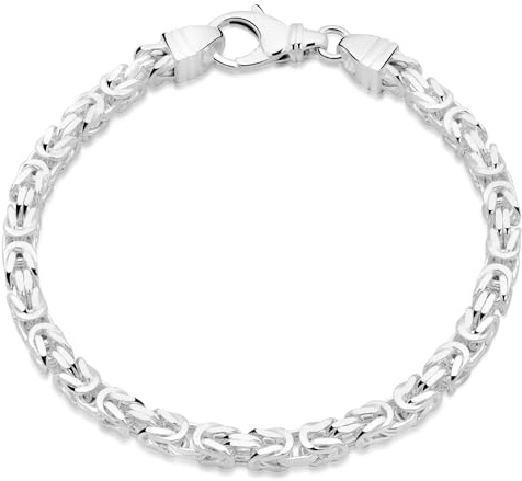 Königsarmband 4mm 925er Silber Hochglanzpoliert Diamantiert für Damen und Herren