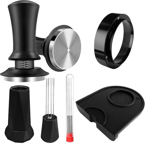Juego De Prensador De Café, 5 Accesorios De Café, Incluye Tamper 51mm, 8 Agujas De Espresso Wdt Tool Con 8 Agujas De Repuesto, Anillo Dosificador De 51 Mm, Espresso Tamper Cafe Para Amantes del Café