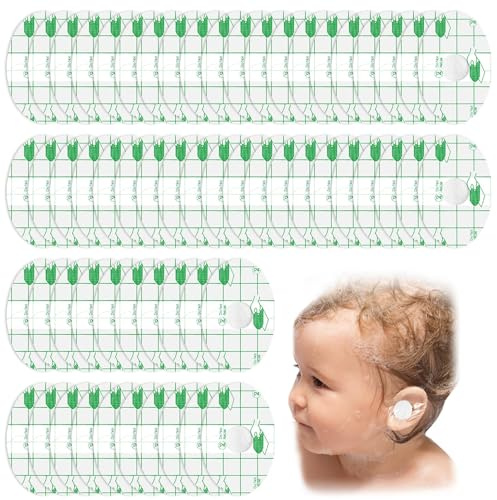 60 Piezas Orejeras para Ducha, Pegatinas Impermeables para los Oídos | Con Tapones para los Oídos de Algodón, Orejeras Transparentes Protector para Nadar Hacer Surf y Bañarse