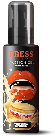 Press Pleasure Victoria Sponge Water-Based Lubricant - Edible & Silky Smooth Lube, Travel-Friendly, Vegan (100ml)