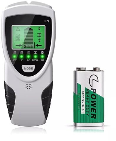 GOXAWEE 5 en 1 Detector de Cables y Tuberías, Detector de Tuberías de Agua con Chip Microprocesador y Pantalla LCD HD, Detector de Metales de Montaje en Pared para Centro y Borde de Metal, Espárragos