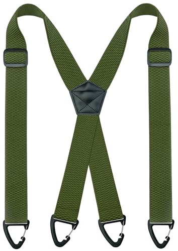 JEMYGINS Tirantes de hombre para exteriores, tipo X, longitud ajustable, hebilla triangular antideslizante, verde oliva, M, verde oliva, M